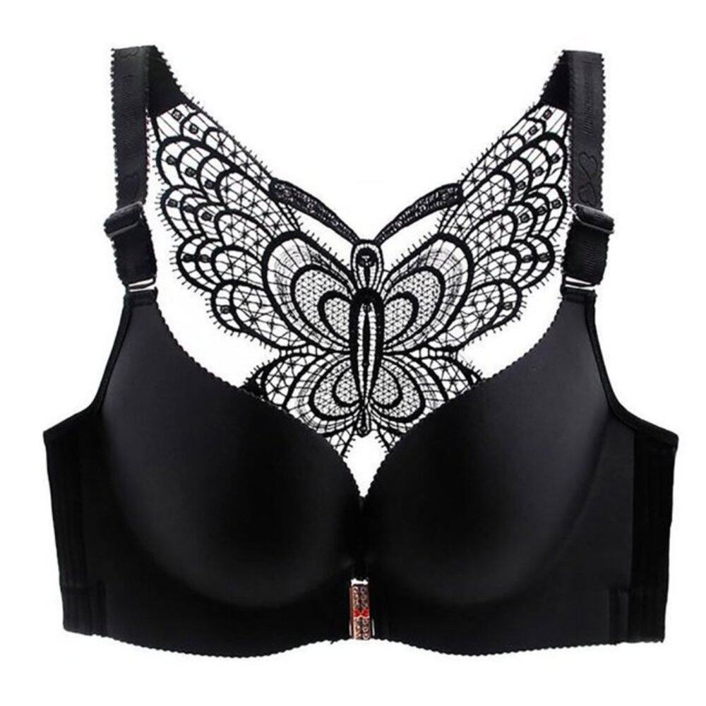 Mlqidk Women'S Solid Bra Wire Free Underwear Front Closure Butterfly 44/100